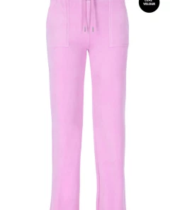 JUICY COUTURE ORCHID LUXE VELOUR DEL RAY POCKETED BOTTOMS TRACKSUITS