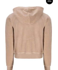 JUICY COUTURE WARM TAUPE LUXE VELOUR ROBERTSON HOODIE
