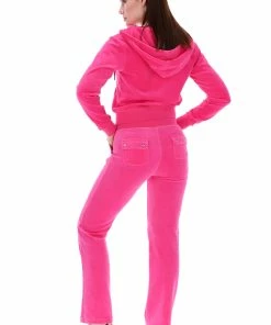 JUICY COUTURE TRACKSUITS RASPBERRY ROSE LUXE VELOUR DEL RAY POCKETED BOTTOMS