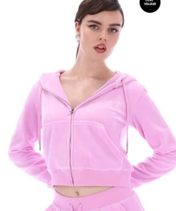 JUICY COUTURE ORCHID LUXE VELOUR ROBERTSON HOODIE TRACKSUITS