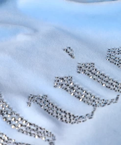 JUICY COUTURE COOL BLUE VELOUR DIAMANTE HOODIE