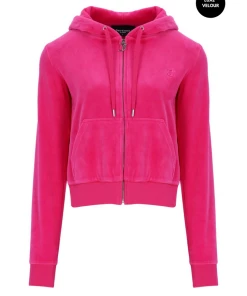 JUICY COUTURE RASPBERRY ROSE LUXE VELOUR ROBERTSON HOODIE TRACKSUITS