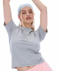 JUICY COUTURE TOPS SILVER MARL ANNIVERSARY NUMERAL DIAMANTE GIRLFRIEND TEE