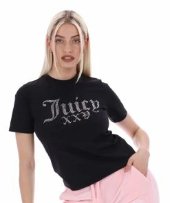 JUICY COUTURE BLACK ANNIVERSARY NUMERAL DIAMANTE GIRLFRIEND TEE