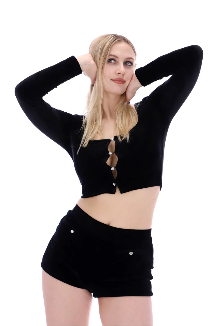 JUICY COUTURE BLACK VELOUR DIAMANTE FLOWER CARDIGAN