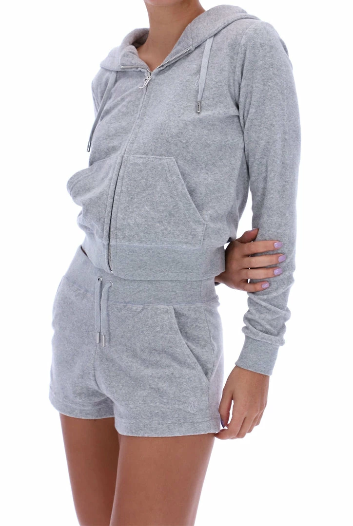 JUICY COUTURE SILVER MARL TERRY TOWELLING TRACK SHORT TRACKSUITS