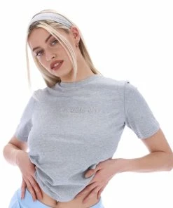 JUICY COUTURE TOPS SILVER MARL ANNIVERSARY TRUST GRAPHIC GIRLFRIEND TEE