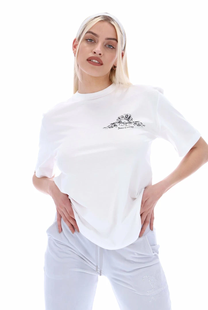 JUICY COUTURE TOPS WHITE CREST GRAPHIC UNISEX TEE
