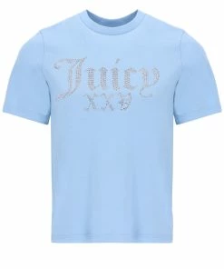 JUICY COUTURE TOPS POWDER BLUE ANNIVERSARY NUMERAL DIAMANTE GIRLFRIEND TEE