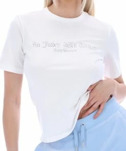 JUICY COUTURE TOPS WHITE ANNIVERSARY TRUST GRAPHIC GIRLFRIEND TEE