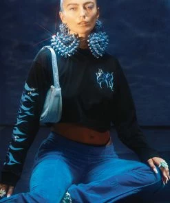 JUICY COUTURE TRACKSUITS PRINCESS BLUE MONOGRAM VELOUR TRACKSUIT BOTTOMS