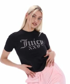 JUICY COUTURE BLACK ANNIVERSARY NUMERAL DIAMANTE GIRLFRIEND TEE
