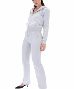 JUICY COUTURE TRACKSUITS QUIET GREY LUXE VELOUR DEL RAY POCKETED BOTTOMS