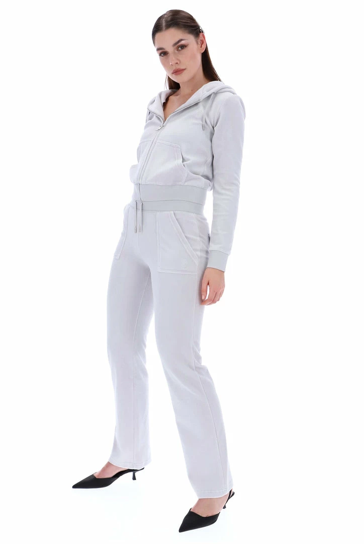 JUICY COUTURE TRACKSUITS QUIET GREY LUXE VELOUR DEL RAY POCKETED BOTTOMS