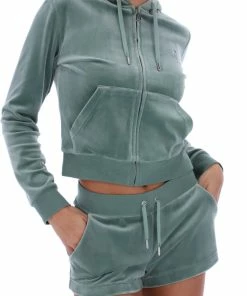 JUICY COUTURE TRACKSUITS CHINOIS GREEN CLASSIC VELOUR ROBERTSON HOODIE