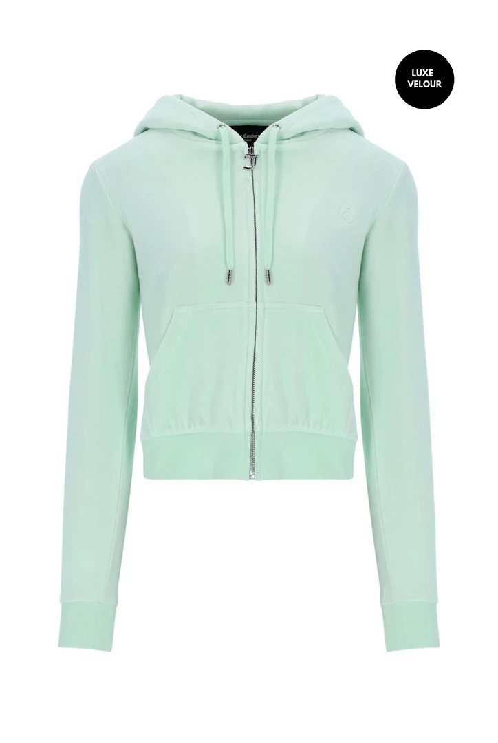 JUICY COUTURE MINT GREEN LUXE VELOUR ROBERTSON HOODIE TRACKSUITS