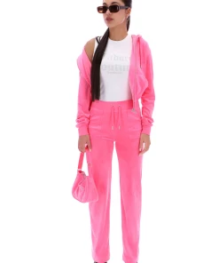 JUICY COUTURE FLURO PINK CLASSIC VELOUR ROBERTSON HOODIE SPRING SUMMER '22 COLLECTION