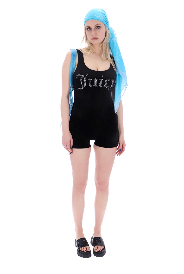 JUICY COUTURE BLACK VELOUR DIAMANTE ROMPER
