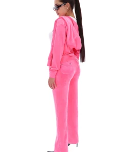 JUICY COUTURE FLURO PINK CLASSIC VELOUR ROBERTSON HOODIE SPRING SUMMER'22 COLLECTION