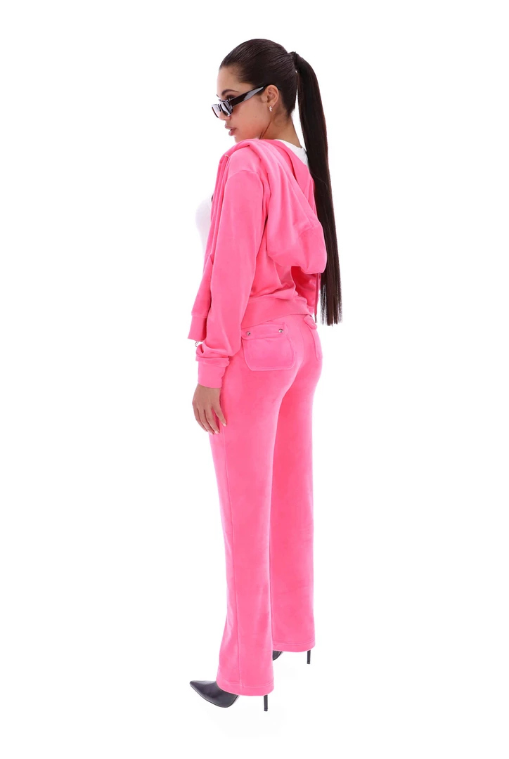 JUICY COUTURE FLURO PINK CLASSIC VELOUR ROBERTSON HOODIE SPRING SUMMER '22 COLLECTION