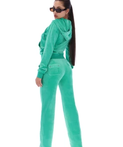 JUICY COUTURE SPRING SUMMER'22 COLLECTION GUMDROP GREEN CLASSIC VELOUR ROBERTSON HOODIE