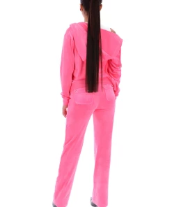 JUICY COUTURE FLURO PINK CLASSIC VELOUR ROBERTSON HOODIE SPRING SUMMER'22 COLLECTION
