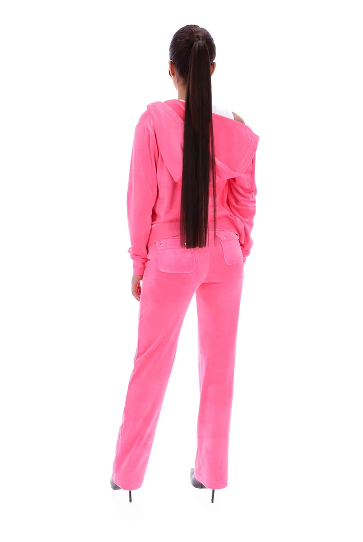 JUICY COUTURE FLURO PINK CLASSIC VELOUR ROBERTSON HOODIE SPRING SUMMER '22 COLLECTION