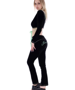 JUICY COUTURE BOTTOMS BLACK CONTRAST STITCH FLARED PANTS