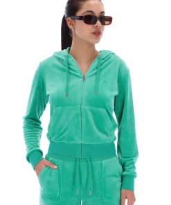 JUICY COUTURE GUMDROP GREEN CLASSIC VELOUR DEL RAY POCKETED BOTTOMS