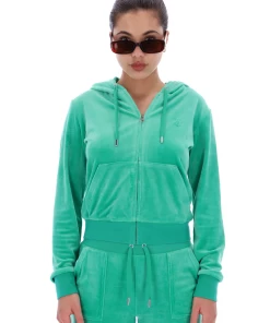 JUICY COUTURE SPRING SUMMER '22 COLLECTION GUMDROP GREEN CLASSIC VELOUR ROBERTSON HOODIE