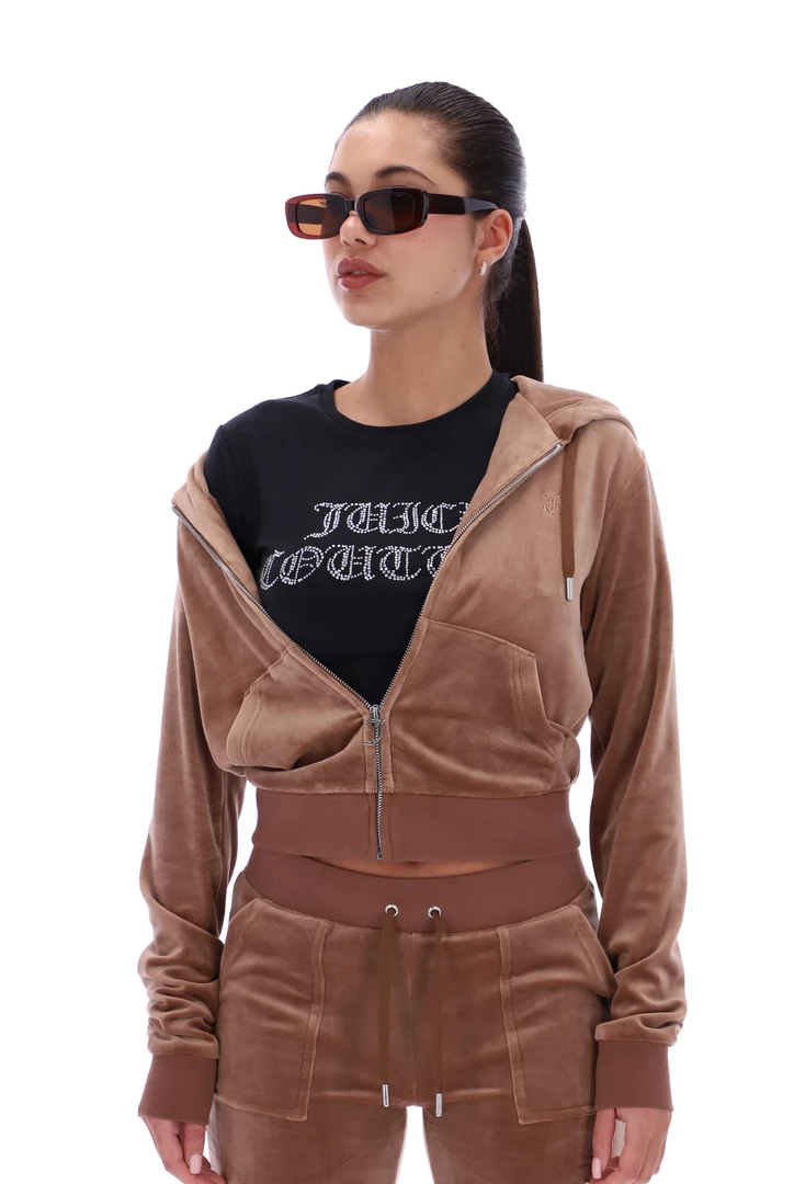 JUICY COUTURE SPRING SUMMER '22 COLLECTION ACORN CLASSIC VELOUR ROBERTSON HOODIE