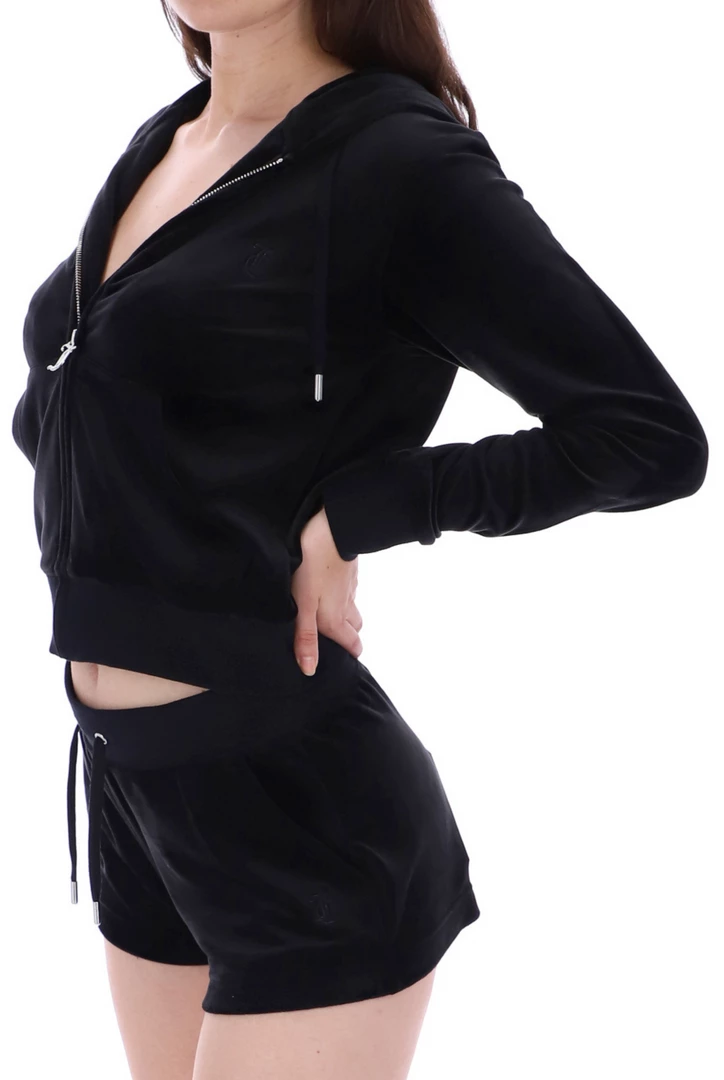 JUICY COUTURE SPRING SUMMER '22 COLLECTION BLACK CLASSIC VELOUR TRACK SHORT