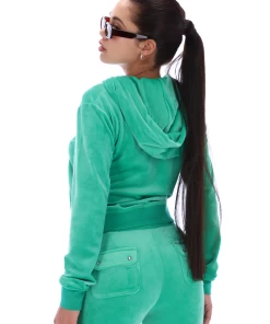 JUICY COUTURE SPRING SUMMER'22 COLLECTION GUMDROP GREEN CLASSIC VELOUR ROBERTSON HOODIE