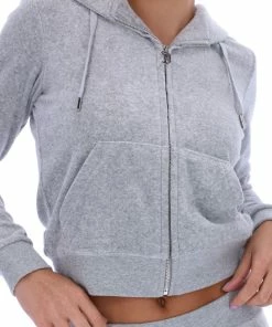 JUICY COUTURE SILVER MARL TERRY TOWELLING ROBERTSON HOODIE
