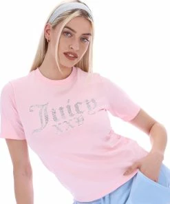 JUICY COUTURE TOPS ALMOND BLOSSOM ANNIVERSARY NUMERAL DIAMANTE GIRLFRIEND TEE