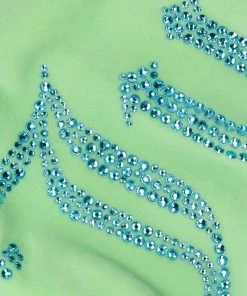 JUICY COUTURE MINT CONTRAST VELOUR DIAMANTE TRACK SHORTS