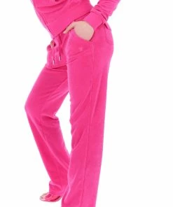 JUICY COUTURE RASPBERRY ROSE TERRY TOWELLING DEL RAY POCKETED BOTTOMS TRACKSUITS