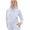 JUICY COUTURE TRACKSUITS QUIET GREY ANNIVERSARY DIAMANTE ZIP THROUGH HOODIE