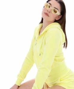 JUICY COUTURE TRACKSUITS LEMON DROP LUXE VELOUR TRACK SHORT