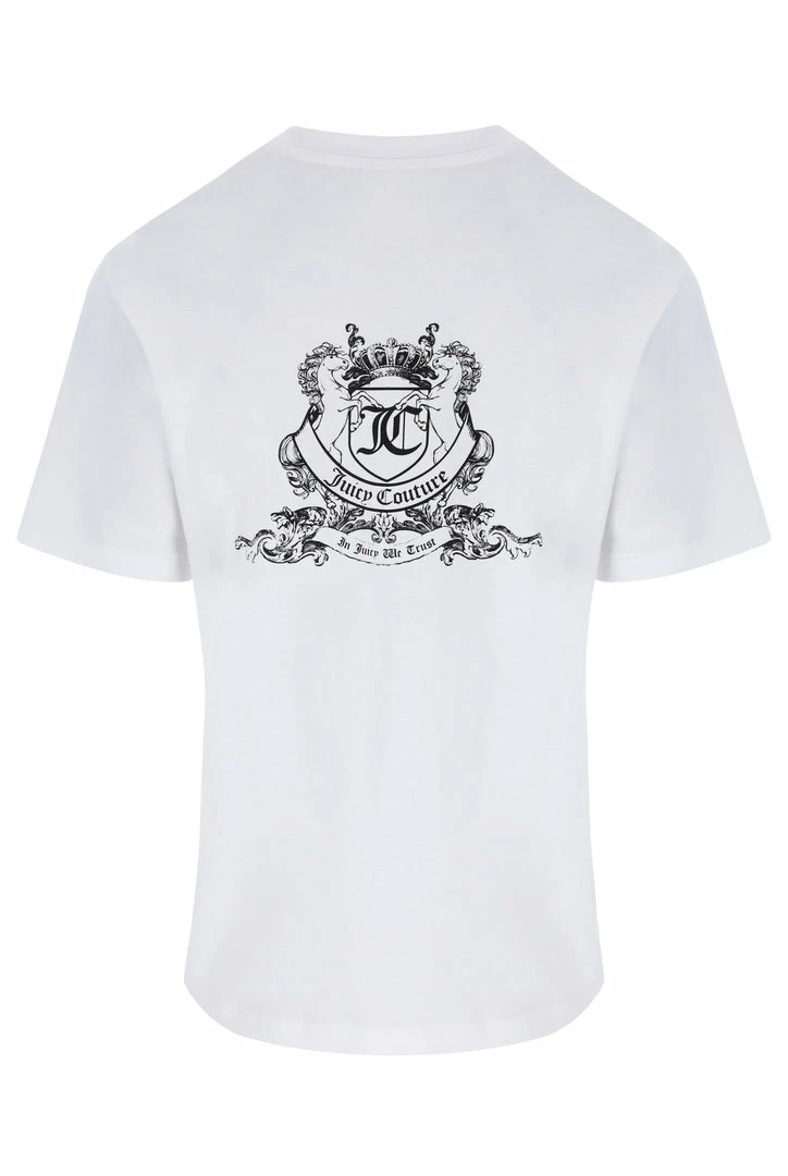 JUICY COUTURE TOPS WHITE CREST GRAPHIC UNISEX TEE