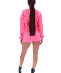 JUICY COUTURE FLURO PINK CLASSIC VELOUR TRACK SHORT