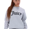 JUICY COUTURE TRACKSUITS SILVER MARL FLOCKED CREW NECK SWEATSHIRT