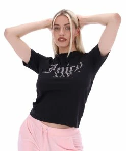 JUICY COUTURE BLACK ANNIVERSARY NUMERAL DIAMANTE GIRLFRIEND TEE