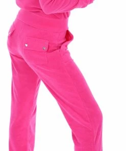 JUICY COUTURE RASPBERRY ROSE TERRY TOWELLING DEL RAY POCKETED BOTTOMS TRACKSUITS