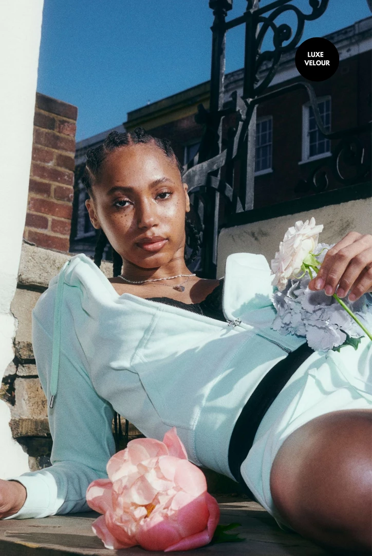 JUICY COUTURE MINT GREEN LUXE VELOUR ROBERTSON HOODIE TRACKSUITS