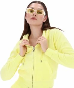 JUICY COUTURE LEMON DROP LUXE VELOUR ROBERTSON HOODIE TRACKSUITS