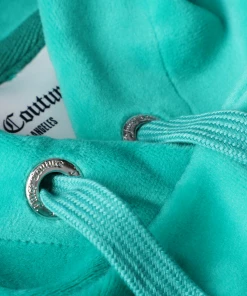 JUICY COUTURE TRACKSUITS GREEN VELOUR CREST HOODIE