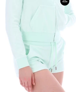 JUICY COUTURE TRACKSUITS MINT GREEN LUXE VELOUR TRACK SHORT
