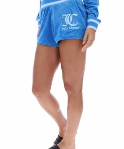 JUICY COUTURE TRACKSUITS PRINCESS BLUE BOYFRIEND VELOUR SHORTS