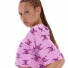 JUICY COUTURE ORCHID PINK CROPPED MONOGRAM BOYFRIEND TEE TOPS